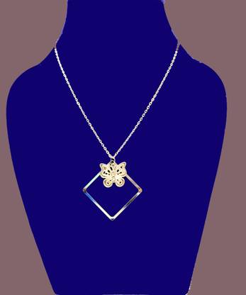 Rhosyn Party & Casual Wear Sterling Silver Chain Pendant Sterling Silver Zircon Alloy, Sterling Silver Locket Set