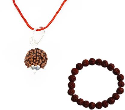 SHUBH RATN 6 Mukhi Rudraksha + Bracelet Combo – Balance & Chic Ensemble Agate Wood