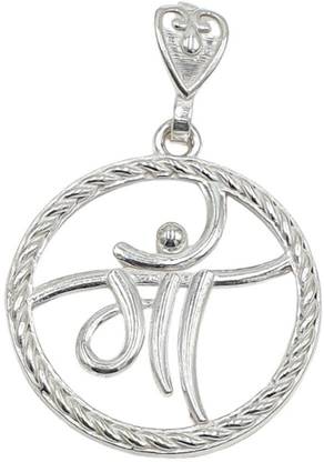 Sahiba Gems Designer Big Size Maa Locket Charm Pendant Rhodium Sterling Silver Locket