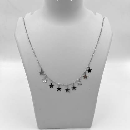 SATLAA 925 Sterling Silver Celestial Necklacewith Chain for Girls Rhodium Cubic Zirconia Sterling Silver Pendant Set