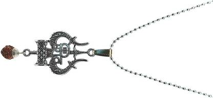 Dynamic Retail Global Lord Shiva Mahadev Bholenath Trishul Damru Rudraksha Locket Pendant Set TP583 Sterling Silver Metal Pendant Set