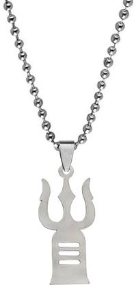 M Men Style Religious Spiritual Jewelry Trishul Shivling Pendant Necklace Chain Sterling Silver Stainless Steel Pendant