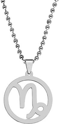 M Men Style Capricorn logo Zodic Symbol Locket Stainless Pendant Necklace Sterling Silver Stainless Steel Pendant