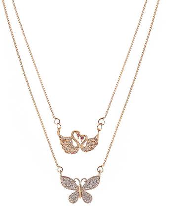 YELLOW CHIMES Combo of 2 Butterfly and Swan Designed Pendants for Women & Girls Gold-plated Crystal Alloy Pendant