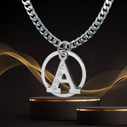 D2Fashion Stylish A Letter Pendant With Stainless Steel Silver Chain Silver Metal Pendant