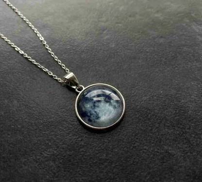 Murliwala Glow In The Dark Moon Necklace Pendant perfect gift Sterling Silver Stainless Steel Pendant