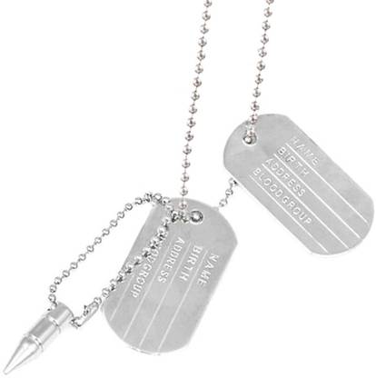 Lyzoo Military Dog tag with bullet Chain Pendant Alloy Pendant