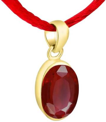 Chopra Gems Unique & Effective 100% Original Ruby Stone Pendants for Men & Women Gold-plated Brass