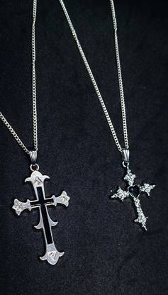 MYSTICC Y2k Cross necklace set of two Metal Pendant Set