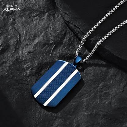 Salty ALPHA Stainless Steel Jacob Blue Pendant-Silver Mens Locket accessories Stainless Steel Locket Set