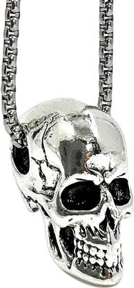 THE MEN THING Silver Skull Pendant with 24inch Chain, European Style - Chain & Pendant for Men Stainless Steel Pendant