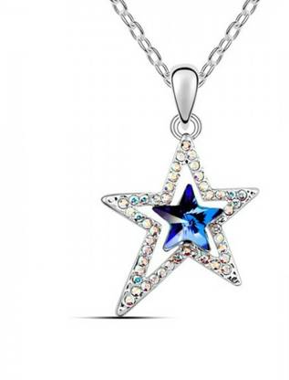 Tinera Trends Irregular five-pointed star Rhodium Swarovski Crystal Alloy Pendant