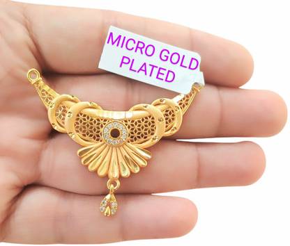 SAPNAPALACE Opulent Grace Gold and Diamond Mangalsutra Pendant big size Gold-plated Brass Locket