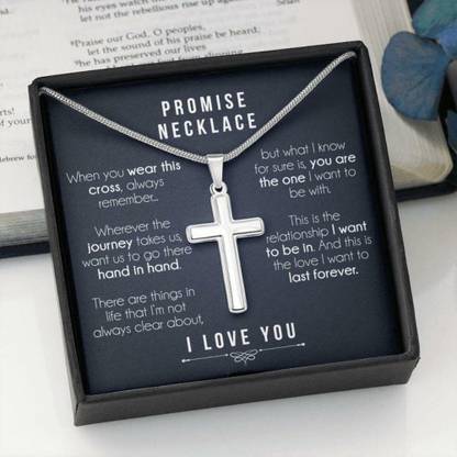 Rakva Promise Necklace For Boyfriend, Valentines Gift For Him, Sentimental Zircon Silver Pendant Set