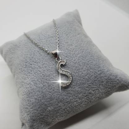 one vizion 925 PURE SILVER S-LETTER ALPHABET PENDENT Cubic Zirconia Sterling Silver Pendant