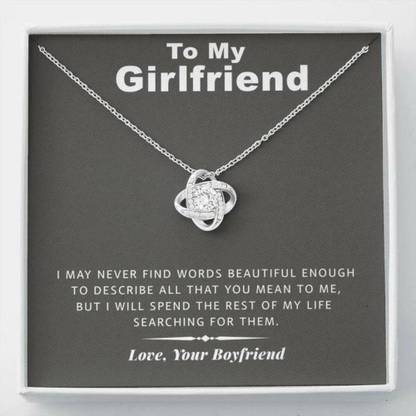 Rakva Girlfriend Necklace, To My Girlfriend Necklace Gift â€“ Never Find The Words Zircon Silver Pendant Set