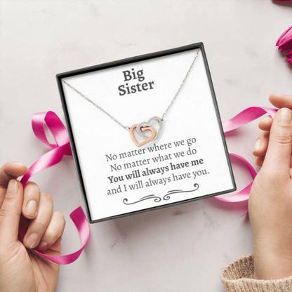Rakva Big Sister Necklace Gift, Gift For Big Sister, Big Sister Birthday, Big Sister Zircon Silver Pendant Set