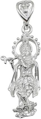 Sahiba Gems Pure Silver (Chandi ) Krishna Pendant Locket - Single Piece Rhodium Sterling Silver Pendant