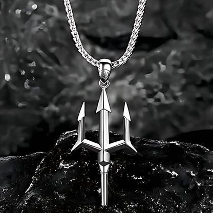 Agarwalproduct Sleek Silver-Plated Trishul Pendant Necklace for Men and Women Brass Pendant
