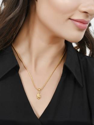 PYR Fashion Brass Ganesha Locket Ganpati Ganesh ji Maharaj Gold-plated Alloy Pendant Set