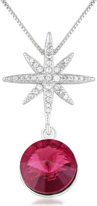 mahi Designer Starry Swarovski Crystal Pendant Rhodium Swarovski Crystal Alloy Pendant