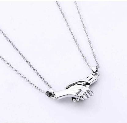 AANYA magnetic hand chain for couple Silver Stainless Steel Pendant Set