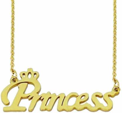 Yellow Jewels Princess name Locket Gold-plated Stainless Steel Pendant