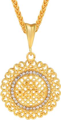 morir Gold Plated Brass Big Size Jay Mahadev With Diamond Necklace Chain Pendant Gold-plated Cubic Zirconia Brass Pendant