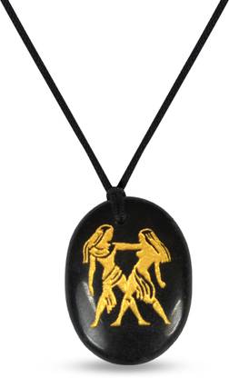 REIKI CRYSTAL PRODUCTS Black Agate Gemini Zodiac Symbol Pendant With Crystal Stone Thread Pendant Agate, Crystal Crystal, Stone Pendant
