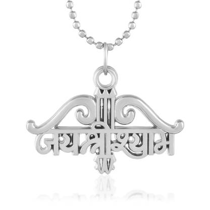 morir Silver Plated Brass Teen Baan Dhari Jai Shree Shyam Pendant Chain Necklace Silver Brass Pendant