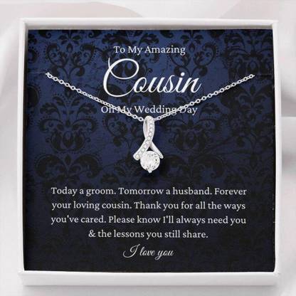 Rakva Gift Cousin Necklace, Cousin Of The Groom ,To Cousin Wedding Day Gift From Groom Zircon Sterling Silver Pendant Set