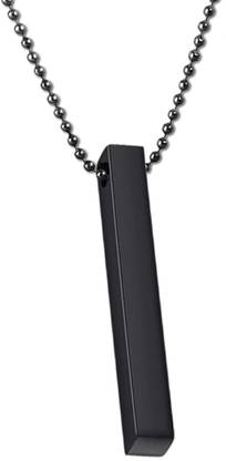 MEENAZ Pendant for Men Women Boys Rectangle Vertical Bar Pendant Chain Locket necklace Titanium, Platinum, Rhodium, Black Silver Alloy, Stainless Steel, Metal, Stainless Steel Pendant
