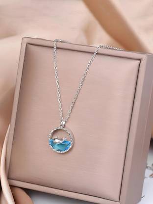 Karishma Kreations Blue Whale Chain Necklace Fashion Accessories Women Girl Silver Stainless Steel Pendant