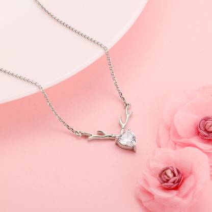 GIVA 925 Silver Anushka Sharma Deer Heart Necklace|Lifetime Plating|6 Month Warranty Rhodium Zircon Sterling Silver Pendant