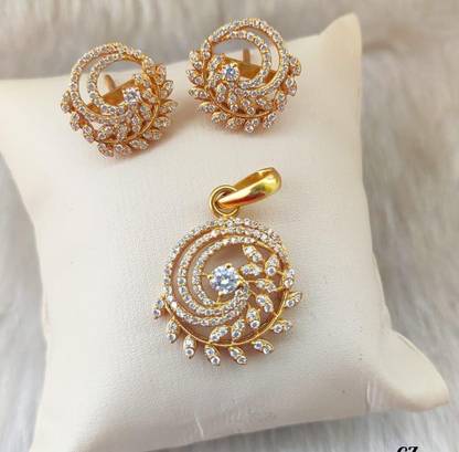 PUKKAS Gold-plated Zircon Silver Pendant Set