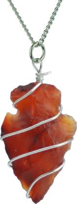 My Fitoor Orange Stone Arrowhead Pendant Necklace With Metal Chain Carnelian Stone Pendant