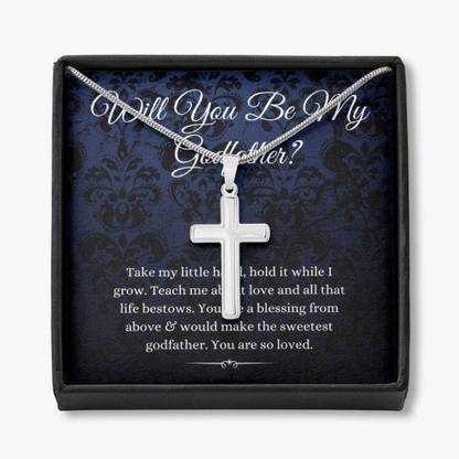 Rakva Gift Godfather Proposal Will You Be My Godfather, Godfather Necklace Cubic Zirconia Sterling Silver Pendant Set