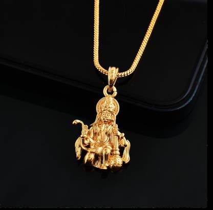 PYR Fashion hanuman locket for boys hanuman locket gold hanuman ji locket Gold-plated Brass Pendant Set