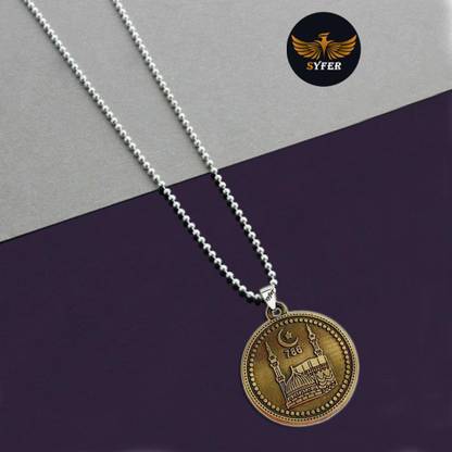 Syfer Allah lucky Number 786 Makka Madina Locket for Men and Boy, Eid and Ramadan Gift Gold-plated Brass Locket