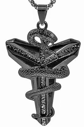 THE MEN THING Black Mamba Pendant with 24inch Chain, European Style - Chain & Pendant for Men Stainless Steel Pendant