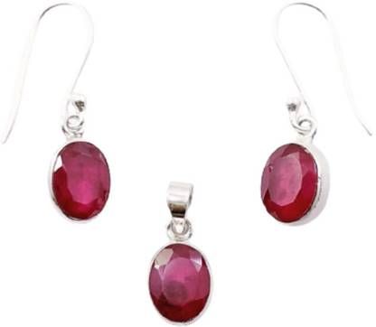 jsaj Oval shape Plain Or Simple Design Pendant Set With Ruby In 925 Sterling Silver Sterling Silver Ruby Sterling Silver Pendant Set