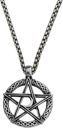 M Men Style Fashion Star Circle Pentagram Pendant Necklace Sterling Silver Stainless Steel Pendant