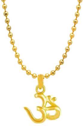 ANVIKA Golden Ball chain With OM Locket Religious Pendant Chain Brass Locket