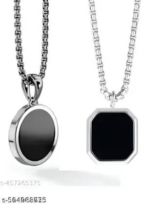 zebisco combo of 2 Sterling Silver Onyx Alloy Pendant Silver Stainless Steel, Steel, Sterling Silver Locket