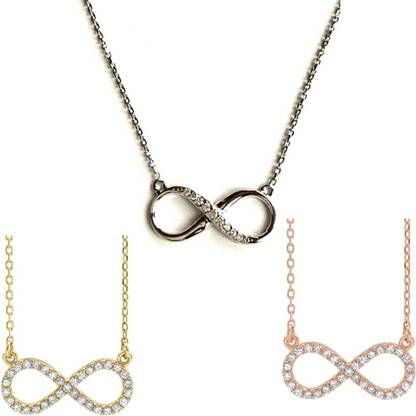 Batuliis online fashion Combo Pack of 3 Infinity Necklace Chain Pendant For Girls & Women Silver, Gold-plated Crystal Alloy Pendant Set