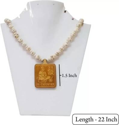 nagaana Original Shri Bageshwar Dham Tulsi Kanthi Mala with Tulsi Hanuman ji Locket Wood Pendant Set