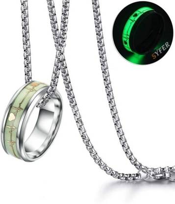 syrma Radium RIng Pendant for Men and Women Stylish Biker/Partywear Locket Stainless Steel Pendant