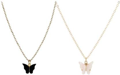 Maefele Black and White Butterfly Pendant Gold-plated Alloy Pendant