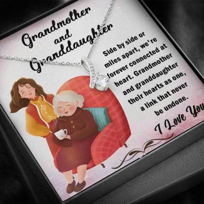 Rakva Grandmother Necklace, Grandmother And Granddaughter Necklace, Gift For Grandma Rhodium Zircon Sterling Silver Pendant Set