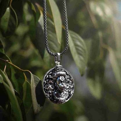 Divine rudras Men’s Silver chain with Hanuman Pendant for All Sanatani Rhodium, Silver Alloy, Silver, Stainless Steel Locket